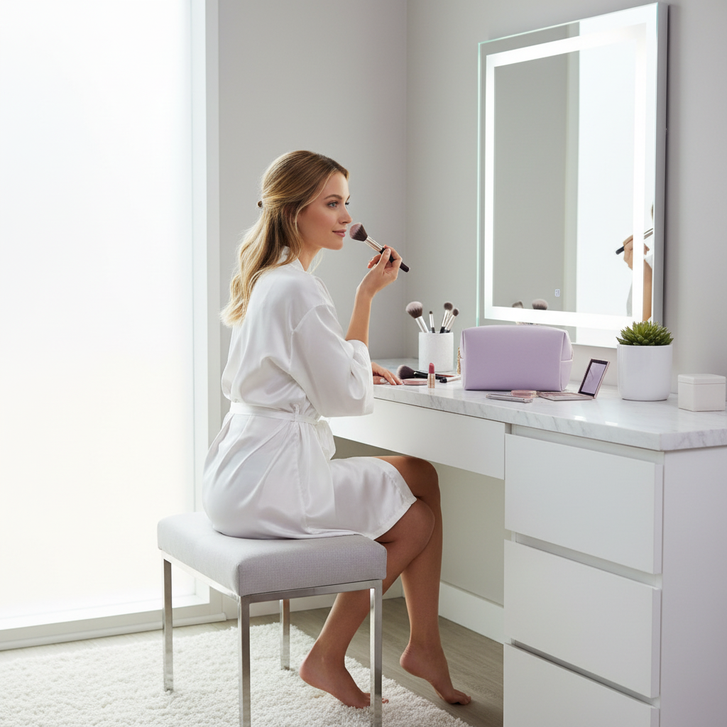 PU Leather Square Makeup Bag Travel Zipper Cosmetic Bag Small