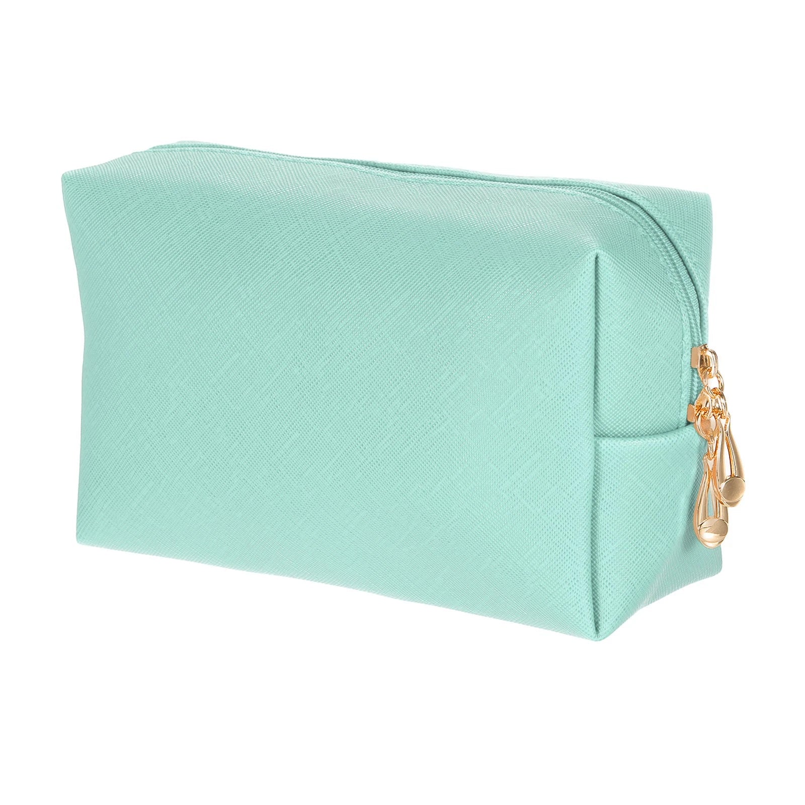 PU Leather Square Makeup Bag Travel Zipper Cosmetic Bag Small