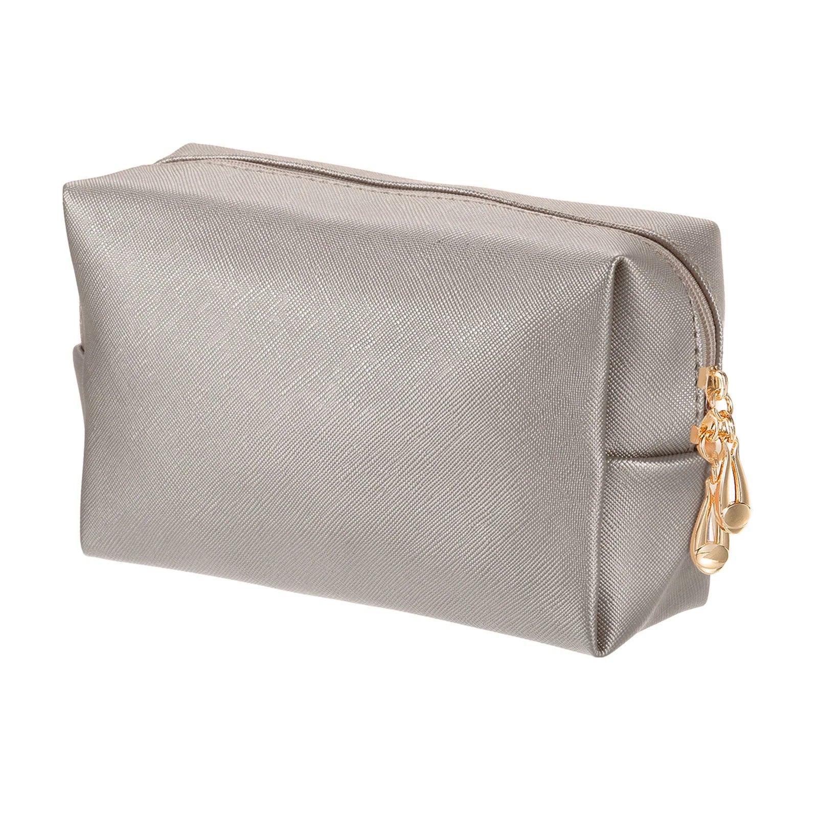 PU Leather Square Makeup Bag Travel Zipper Cosmetic Bag Small