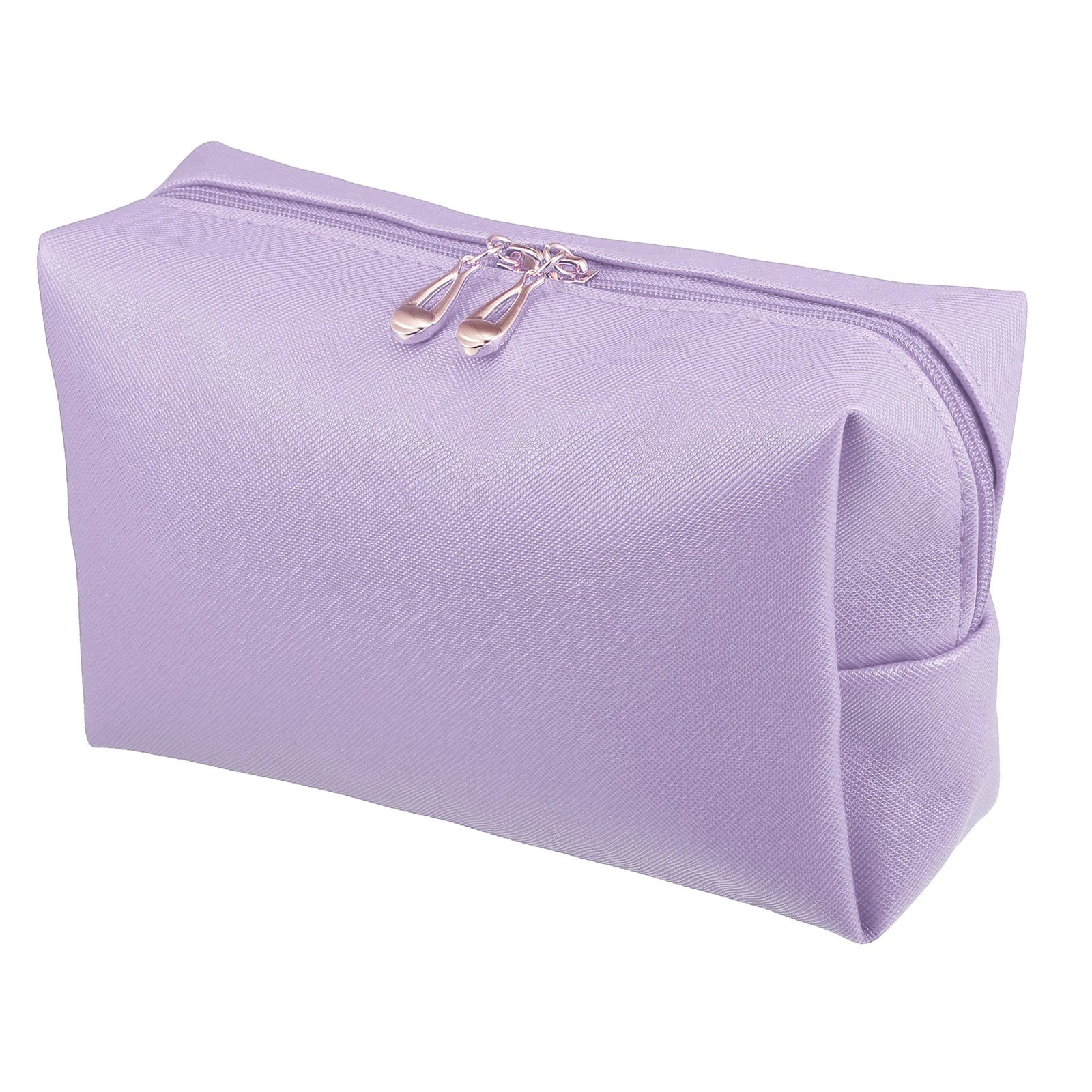 PU Leather Square Makeup Bag Travel Zipper Cosmetic Bag Small